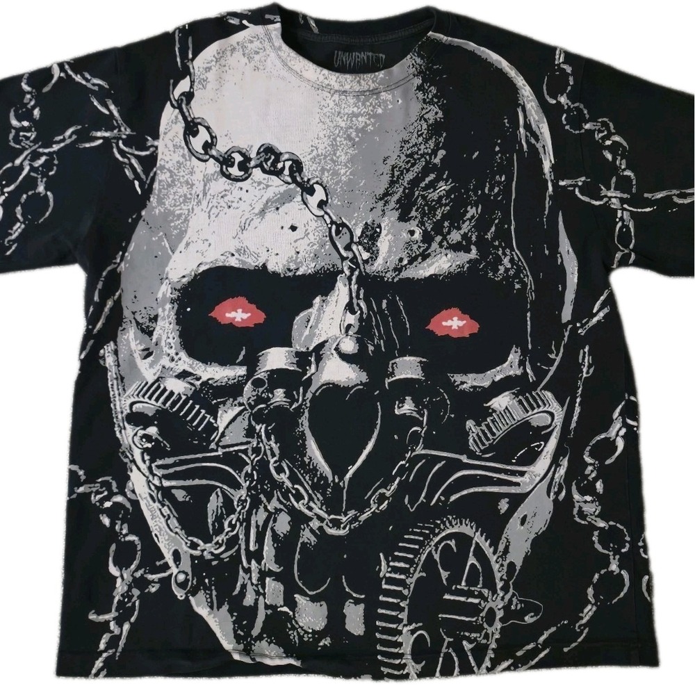 UNWANTED All Over Print AOP Revenant Robot Black T Shirt Size XL Graphic